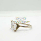 Sterling Silver Diamond Paste Square Cut Ring Vintage c1970