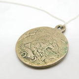 Sterling Silver St Christopher Thick Coin Pendant Necklace Mid-Century c1950