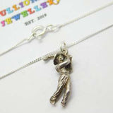 Sterling Silver Traditional Golfer Pendant Necklace Vintage c1970