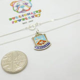Sterling Silver Stornoway Scotland Travel Shield Pendant Necklace Mid-Century c1