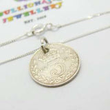 Sterling Silver 1919 Threepence Coin George V Pendant Necklace 1919
