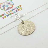 Sterling Silver Threepence Coin King George V Pendant Necklace 1936
