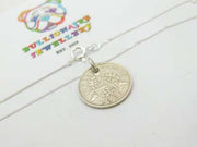 Sterling Silver Threepence Coin King George V Pendant Necklace 1936