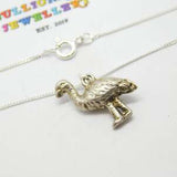 Sterling Silver Ornate Ostrich Pendant Necklace Vintage c1970