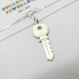 Sterling Silver Key To Your Heart Pendant Necklace Vintage c1970