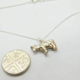 Sterling Silver Little Bull Pendant Necklace Mid-Century c1950