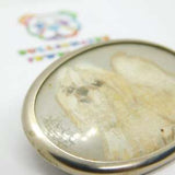 Sterling Silver Brooch With Pomeranian Watercolour Antique c1930 Art Deco