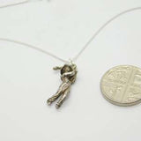 Sterling Silver Traditional Golfer Pendant Necklace Vintage c1970