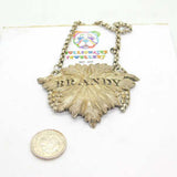 Silver Plated Brandy Decanter Label Vine Leaf Victorian c1880