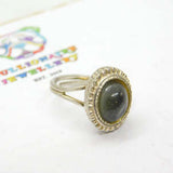Sterling Silver Black Gemstone Ring Vintage c1970