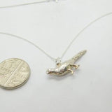 Sterling Silver Pheasant Statuette Pendant Necklace Vintage c1970