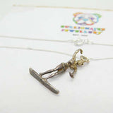Sterling Silver Skier Necklace Mid-Century c1950