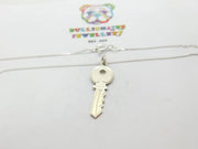 Sterling Silver Key To Your Heart Pendant Necklace Vintage c1970