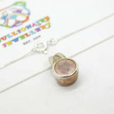 Sterling Silver Small Pink Topaz Pendant Necklace Vintage c1970