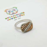 Sterling Silver & CZ & Citrine Textured Signet Ring Mid-Century c1950