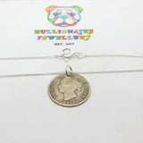 Sterling Silver Canadian Queen Victoria 2 Cents Coin Pendant Necklace Vintage 18