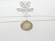 Sterling Silver Canadian Queen Victoria 2 Cents Coin Pendant Necklace Vintage 18