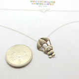 Sterling Silver Teddy Bear in Parachute Christening Gift Pendant Necklace Vintag