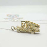 Sterling Silver Fire Engine Pendant Necklace Vintage c1970
