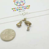 Sterling Silver Articulate Birth Stork Pendant Necklace Vintage c1970