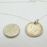 Sterling Silver Australia Sixpence Coin Necklace 1928 Antique Art Deco