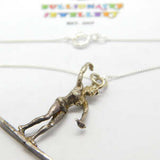 Sterling Silver Skier Necklace Mid-Century c1950