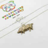 Sterling Silver Little Piggy Pendant Necklace Victorian c1880