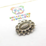 Sterling Silver Floral Button Brooch Victorian c1880