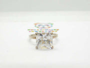 Sterling Silver Diamond Paste Square Cut Ring Vintage c1970