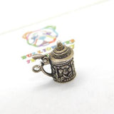 Sterling Silver Floral Sugar Pot Charm Pendant Art Deco c1930