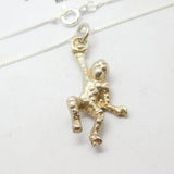 Sterling Silver Cheeky Monkey Pendant Necklace Vintage c1970