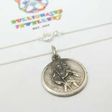 Sterling Silver St Christopher Travel Charm Necklace Vintage c1970