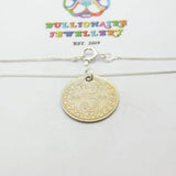 Sterling Silver Three Pence George V Coin Pendant Necklace 1921