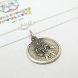 Sterling Silver St Christopher Travel Charm Necklace Vintage c1970