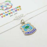 Sterling Silver & Enamel Glasgow Pendant Necklace Vintage c1970