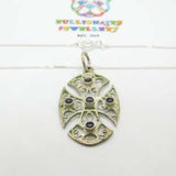Sterling Silver Filigree Style Gothic Cross Pendant Necklace Vintage c1970