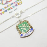 Sterling Silver Enamelled St Ives Travel Shield Pendant Necklace Vintage c1970