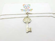 Sterling Silver '21st Birthday' Key Pendant Necklace Vintage c1970