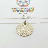 Sterling Silver Threepence Coin King George V Pendant Necklace 1936