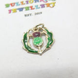 Sterling Silver Coloured Enamel National Scottish Thistle Charm Pendant Vintage