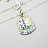 Sterling Silver St Andrews Travel Shield Pendant Necklace Vintage c1970