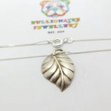 Sterling Silver Leaf Pendant Necklace Vintage c1970