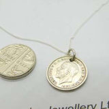 Sterling Silver Threepence Coin King George V Pendant Necklace 1936