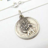 Sterling Silver St Christopher Travel Charm Necklace Vintage c1970
