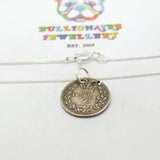Sterling Silver Two Pence Queen Victoria Coin Pendant Necklace Victorian 1846