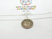 Sterling Silver Two Pence Queen Victoria Coin Pendant Necklace Victorian 1846