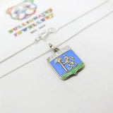 Sterling Silver San Remo Italy Travel Shield Pendant Necklace Vintage c1970