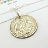 Sterling Silver Australia Sixpence Coin Necklace 1928 Antique Art Deco