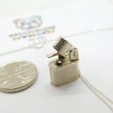 Sterling Silver Miniature Zippo Pendant Necklace Vintage c1970