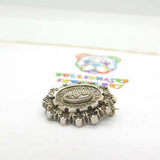 Sterling Silver Floral Button Brooch Victorian c1880